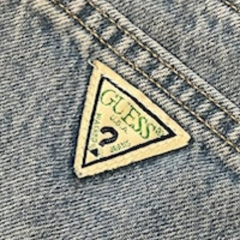 Guess Vintage Triangle Patch Light Wash Denim Jeans Straight Leg 39/40 - Picture 13 of 13
